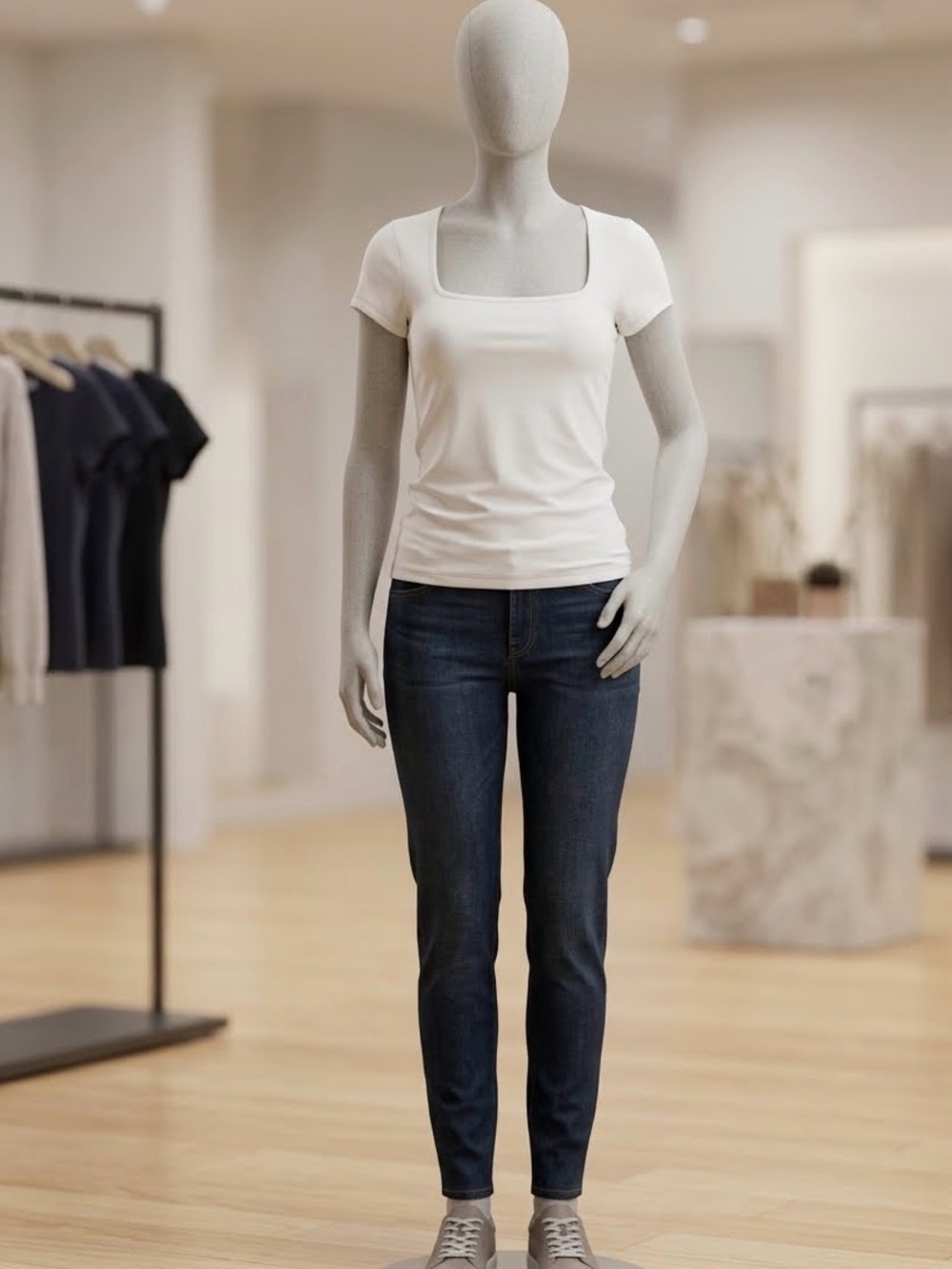 Old Navy basic White Scoop Neck Slim Tee